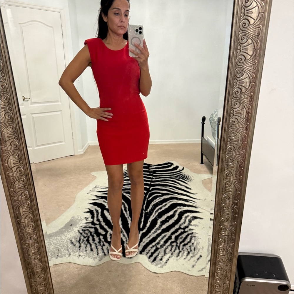 Amanda Uprichard Vibrant Red Mini Dress i'm 5'5 and 121 lbs.